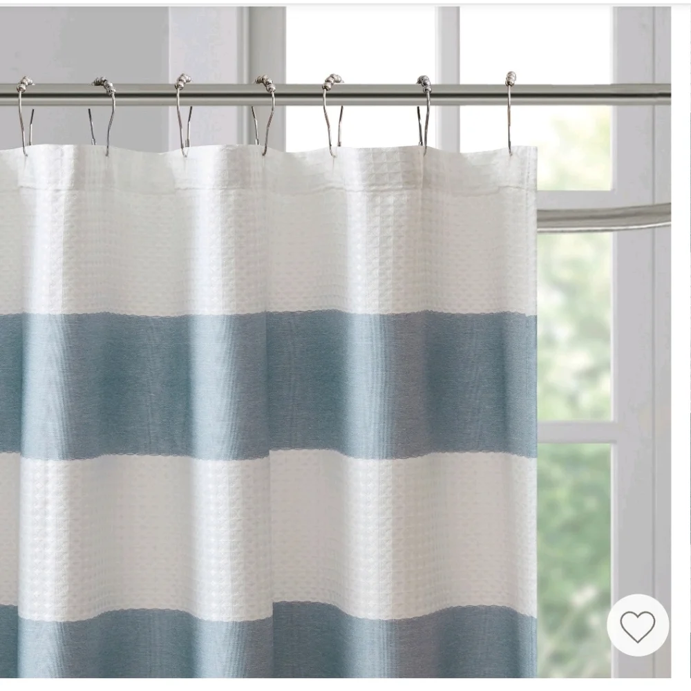 Madison Park Spa Waffle Shower Curtain With 3M Treatment Blue